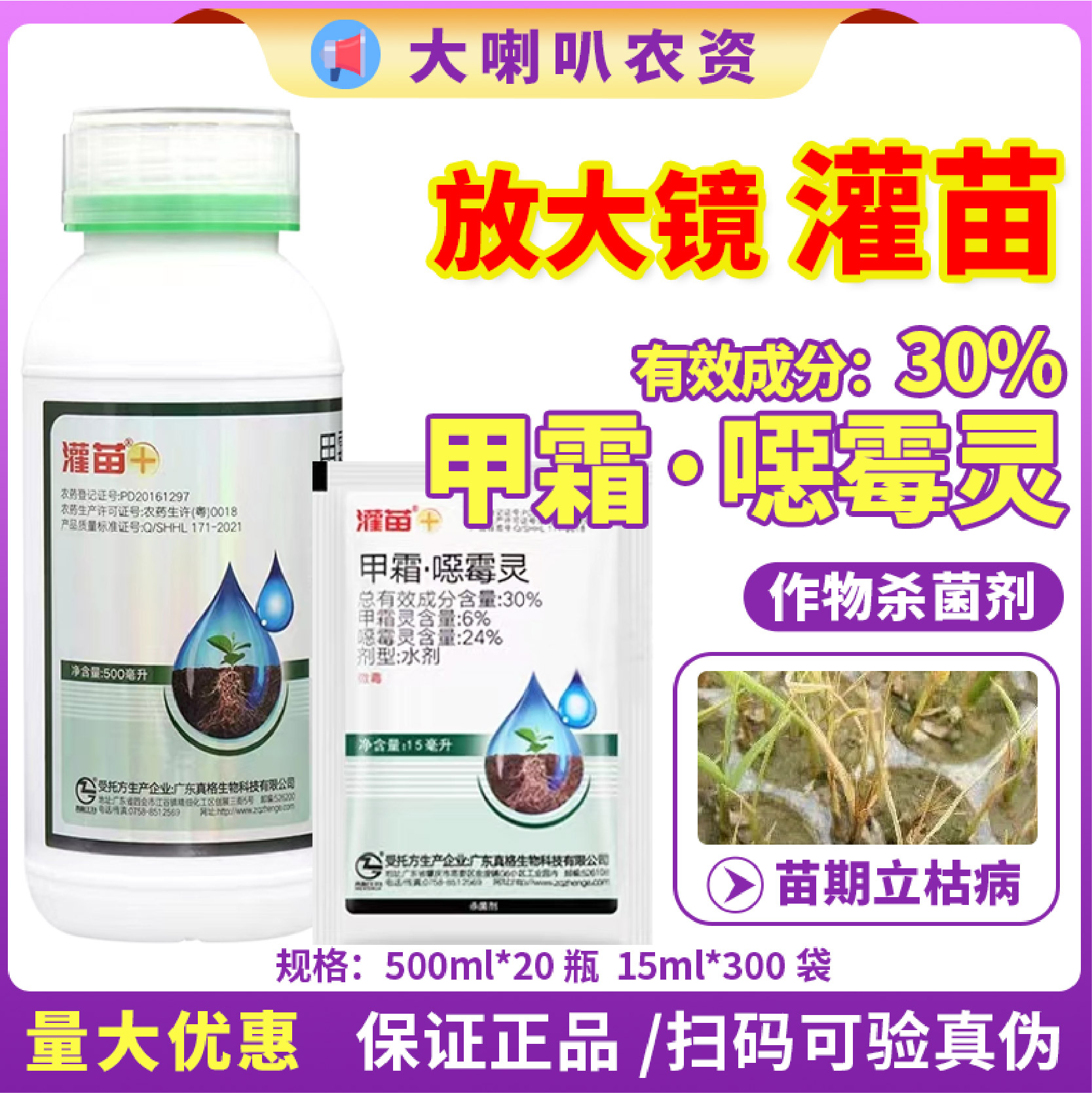 真格灌苗-30%甲霜·噁霉灵-水剂